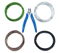 SZXMDKH 1mm 8 Rolls Bonsai Wire Aluminium 196.8 Feet in Total for Bonsai Tree Training and Craft Making with Nippers(Black*2, Brown*2, Silver*2, Green*2)