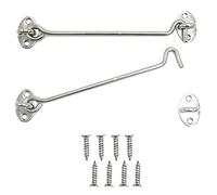 SZXMDKH 2 Pcs Stainless Steel Cabin Hook and Eye Latch, Gate Lock, Barn Door Swivel Window Lock With Mounting Screws for Shed, Gate or Garage Door, 8 Inch Sliver