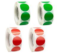 SZXMDKH 2000 Pcs Color Coding Labels, 25mm Round Circle Sticker Labels Rolls, Writable Surface for Paper Scrapbook Calendar Planner Organization Decorations (4 Rolls, Red and Green)