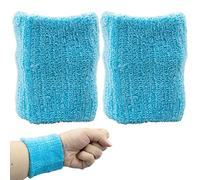 SZXMDKH 2Pack Light Blue Sweatbands Sports Wristband Cotton Sweat Band for Men and Women, Good for Tennis, Basketball, Running, Gym, Working Out Old School