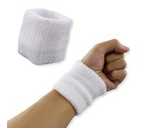 SZXMDKH 2Pack White Sweatbands Sports Wristband Cotton Sweat Band for Men and Women, Good for Tennis, Basketball, Running, Gym, Working Out Old School