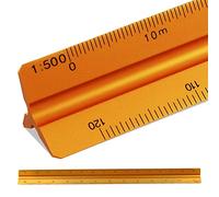 SZXMDKH 30cm Triangular Scale Ruler, Metal Ruler for Architects 1:100, 1:200, 1:250, 1:300, 1:400, 1:500 (Copper)