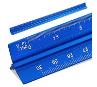 SZXMDKH 30cm Triangular Scale Ruler, Metal Ruler for Architects, 1/20, 1/25, 1/50, 1/75, 1/100, 1/150 (Blue)