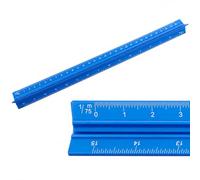SZXMDKH 30cm Triangular Scale Ruler, Metal Ruler for Architects, 1/20, 1/25, 1/50, 1/75, 1/100, 1/150 (Blue)