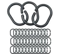 SZXMDKH 36PCS Shower Curtain Rings, Black C-Shaped Shower Curtain Hooks Bath Curtain Loop Clips Shower Rail Rings for Bathroom Curtain Rod