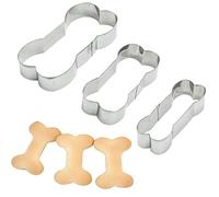 SZXMDKH 3Pcs Dog Cookie Cutters, Bone Shaped Cookie Cutter, Dog Biscuit Cutter Set 3 Various Size Large/5.2 Inches, Medium/4.5 Inches, Small/3.9 Inches, Silver (gtmj03)