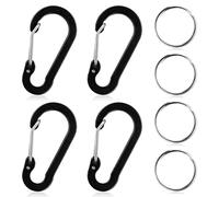 SZXMDKH 4 Pcs Nonlocking Carabiner, Ultra-Light Aluminum Alloy D-Ring High Strength Key Chain Clip Hook, Black