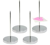 SZXMDKH 4 Pcs Paper Memo Holder, Receipt Spike with Round Base, Metal Straight Rod Receipt Holder for Restaurant Kitchen Hotel Office (Silver)