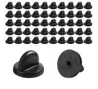 SZXMDKH, 50 PCS 11.5mm Butterfly Clutch Pin Backings Rubber Pin Backs Replacement Uniform Locking Pin Backs Tie Tack Pins Keepers for Lapel jewelry Making Hats Badges (Black 0.45'' 11.5mm Diameter)