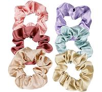 SZXMDKH 6 Pcs Hair Scrunchies, Elastic Hair Bands, Silk Satin Ponytail Holders, Soft Hair Ties Ropes for Women, Girls, Ladies Thick Hair and Curly Hair Accessories Scrunchy Set