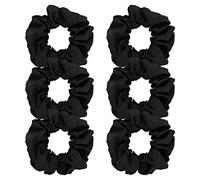SZXMDKH 6 Pcs Hair Scrunchies, Soft Cotton Hair Bands, Elastic Hair Ties, Jersey Ponytail Holders for Women, Girls, Ladies, Children Hair Accessories Scrunchy Set(Black)