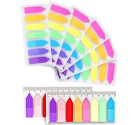 SZXMDKH 8 Pack Index Tabs with Ruler (Total 1160 Pcs), Writable Sticky Notes, Translucent Book Annotation Page Markers for School Office, 1160pcs