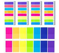SZXMDKH 920pcs Bright Neon Sticky Notes Flags, 280pcs 44x25mm Index Tabs Sticky + 640pcs 8 Color 43x13mm Mini Page Tape Flags, Translucent & Repositionable Filing Sticky Notes Tabs Page Markers Small