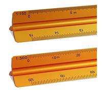 SZXMDKH Architectural Scale Ruler, 2pcs Aluminum Triangular Scale Ruler Metric 1:20, 1:25, 1:50, 1:75, 1:100, 1:150/1:100, 1:200, 1:250, 1:300, 1:400, 1:500 Standard for Architects,Gold 2PCS