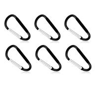 SZXMDKH Carabiner Clip Small, 6 Pcs D Ring Clip Hook Karabiner, mini Carabiner Keyring for Outdoor, Fishing, Hiking, Traveling (Black), M