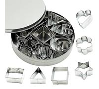 SZXMDKH Cookie Cutter Set 24Pcs Mini Biscuit Pastry Cutters Stainless Steel Heart Star Circle Round Flower Shapes Pastry Baking Mould for Cookie Fondant Cake Decorating
