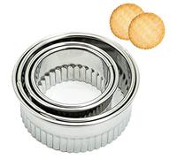 SZXMDKH Cookie Cutters, Set of 4 Round Biscuit Cutter Stainless Steel Pastry Cutter Moulds for Kids, Baking Cutters for Dough, Pastry, Donut, Fondant, Fruit, Vegetable, DIY Cake Decoration, Silver