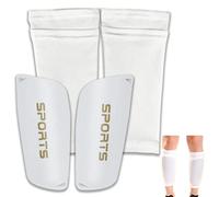 SZXMDKH Football Shin Guards + High Elastic Sleeves for Young Boys Girls - Sports Shin Guards | Kick Injury Protection (White), Large)