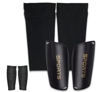 SZXMDKH Football Shin Guards + High Elastic Sleeves for Youth Boys Girls Kick Injury Protection (Black) L