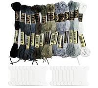 SZXMDKH Grey Embroidery Thread,Sewing Thread Kit Embroidery Threads Grey Series Cross Stitch Floss (14 Skeins Per Pack)