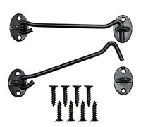 SZXMDKH Hook and Eye Barn Door Latch, 2 Pcs Stainless Steel Heavy Duty Solid Thicken Gate Latch, Cabin Easy Lock for Door Gate Window Closet Shed (6 Inch, Black)