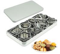 SZXMDKH Mini Cookie Cutters Set 30 Small Mold for Cutting Dough Cake Crust Fruit Round Heart Square Triangle Oval Raindrops Geometric Cutter mnmh030