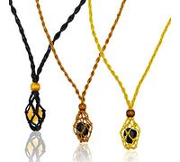 SZXMDKH Necklace Cord Empty Stone Holder Crystal Pendent Quartz Raw Stone Adjustable Rope Indian Amulet Pendant Necklace Making (Black, Brown, Beige, 0.98-1.38 Inch), 5*10 (NECKLACE HOLDER0001)