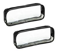 SZXMDKH Pack of 2 Clear Pencil Case- Transparent PVC Pencil Cases with Zipper- Exam Pencil Cas、Travel Luggage Make up Cosmetic Bag- Pencil Case for Girls Boys Women
