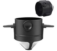 SZXMDKH Reusable Pour Over Coffee Maker, Stainless Steel Cone Coffee Dripper Filter 1-2 Cup, Paperless with Collapsible Holders for Home Office Travel Camping, Brown, (SZXMDKHHG6325)