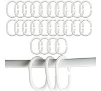 SZXMDKH Shower Curtain Rings, 24 Pcs White Plastic C-shaped Bathroom Bath Drape Replacement Loop Clips