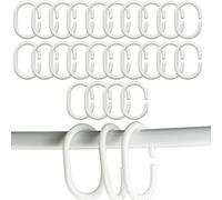SZXMDKH Shower Curtain Rings, 24 Pcs White Plastic C-shaped Bathroom Bath Drape Replacement Loop Clips