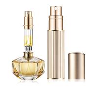 szyanlai Portable Perfume Atomiser 5ml Empty, Refillable & Travel Size Perfume Bottle, Nano Mist, Leaking Proof, Bottom Pump without Funnel, Luxurious Mini women and men(M5-Gold)