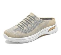 SZYDM Lightweight Round Toe Slippers, Women Flats Casual Shoes,Breathable Sneakers,Beige,38