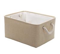 SZYHY Extra Large Storage Basket Foldable Canvas Fabric Storage Box Set with Handles for Organizing, Shelves, Toys, Clothes, Office (Beige, 1 Pack)