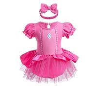 Szytypyl Princess Peach Costume for Baby Girls Halloween Outfit Pink Dress Up with Headband