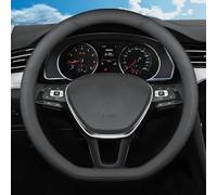 SZYUCHEN D-Shaped Steering Wheel Cover for Volkswagen VW Atlas Tiguan Jetta ID.4 Passat Taos Golf Beetle Polo GTI Touareg CC SEL SE R-line S Cross Sport Car Accessories, 14.5-15 inch Black