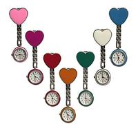 SZYUSAN Candy Color Heart Face Nurse Clip Watch Medical Lapel Pocket Clasp Fob Brooch Watch (7 Colors)