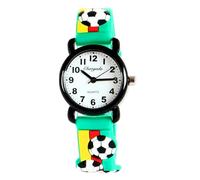 SZYUSAN Colorful Cartoon 3D Small Taxi Car Bus Football Pattern Watch for Girls Boys, Silicone Analog Clock, Teach Time Todder Children (Green)