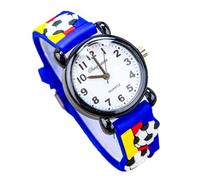 SZYUSAN Colorful Cartoon 3D Small Taxi Car Bus Football Pattern Watch for Girls Boys, Silicone Analog Clock, Teach Time Todder Children (Blue B)