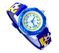 SZYUSAN Colorful Cartoon 3D Small Taxi Car Bus Pattern Watch for Girls Boys, Silicone Analog Clock, Teach Time Todder Children (Blue A)