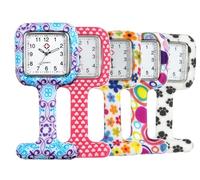 SZYUSAN Ladies Girls Fashion Floral Nurses Pin-on Fob Brooch Lapel Silicone Protection Cover Square Pocket Watch for Doctors Pack of 5