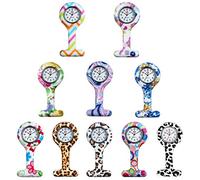 SZYUSAN Woman's Girls' Fashion Floral Nurse Clip-on Fob Brooch Silicone Jelly Hanging Pocket Watch Pack of 10