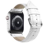 SZYXMY Compatible with Apple Watch Bands 49mm 46mm 45mm 44mm 42mm 41mm 40mm 38mm Alligator-Embossed Genuine Leather Replacement Straps Unisex Fits Series 11/10/9/8/7/6/5/4/3 Ultra/SE 3/2/1 (White)