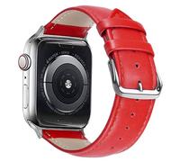 SZYXMY Compatible with Apple Watch Bands 49mm 46mm 45mm 44mm 42mm 41mm 40mm 38mm Genuine Leather Replacement Straps Fits Series 11/10/9/8/7/6/5/4/3 Ultra/SE 3/2/1 Unisex for Men & Women (Red)