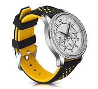 SZYXMY Quick Release Silicone Diving Strap Replacement Rubber Watch Bands 20mm 22mm 24mm 26mm Waterproof & Sweat-Resistant Two-Tone Design with Stainless Steel Buckle for Men & Women (Yellow, 24mm)