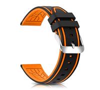 SZYXMY Silicone Diving Strap Replacement Rubber Watch Bands 20mm 22mm 24mm 26mm Waterproof & Sweat-Resistant Two-Tone Design with Stainless Steel Buckle Unisex for Men & Women (Orange, 26mm)