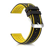 SZYXMY Silicone Diving Strap Replacement Rubber Watch Bands 20mm 22mm 24mm 26mm Waterproof & Sweat-Resistant Two-Tone Design with Stainless Steel Buckle Unisex for Men & Women (Yellow, 20mm)