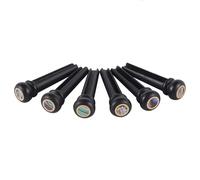 szzijia 6Pcs 4.0mm Abalone Dot Inlay and Brass Ring on the head Ebony Bridge Pins for Acoustic Guitars - 28mm x 5.25mm, 3-Degree Tail Angle, Resonant Sound Enhancement