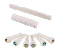 szzijia 6pcs 4.0mm Abalone Shell + Brass Ring on the head, Natural Bovine Bone Bridge Pins, Nut & Saddle for Better Tone & Sustain, Fits Most Acoustic Guitars