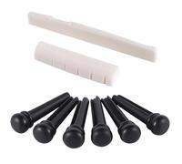 szzijia 6pcs Ebony Wood Bridge Pins + Natural Bovine Bone Nut & Saddle for Better Tone & Sustain, Fits Most Acoustic Guitars